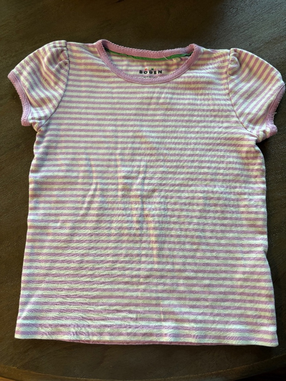 Mini Boden Striped Lilac Short Sleeve Tee